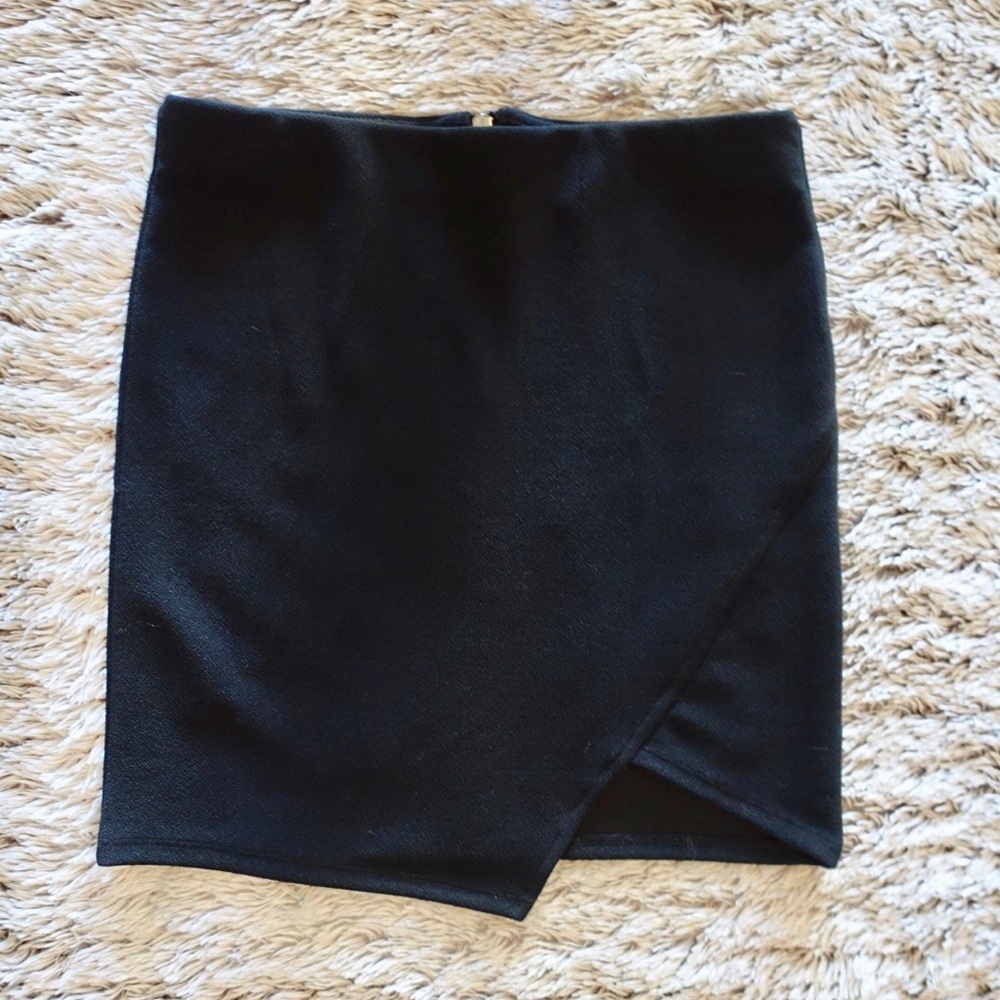 Asymmetric Black Mini Skirt